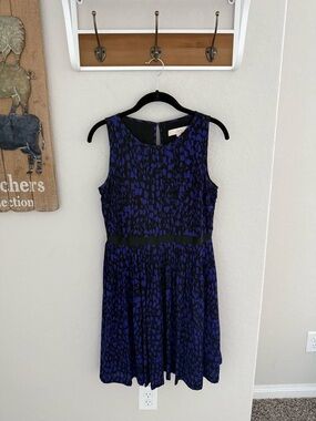 LOFT Purple and Black Sleeveless Midi Dress